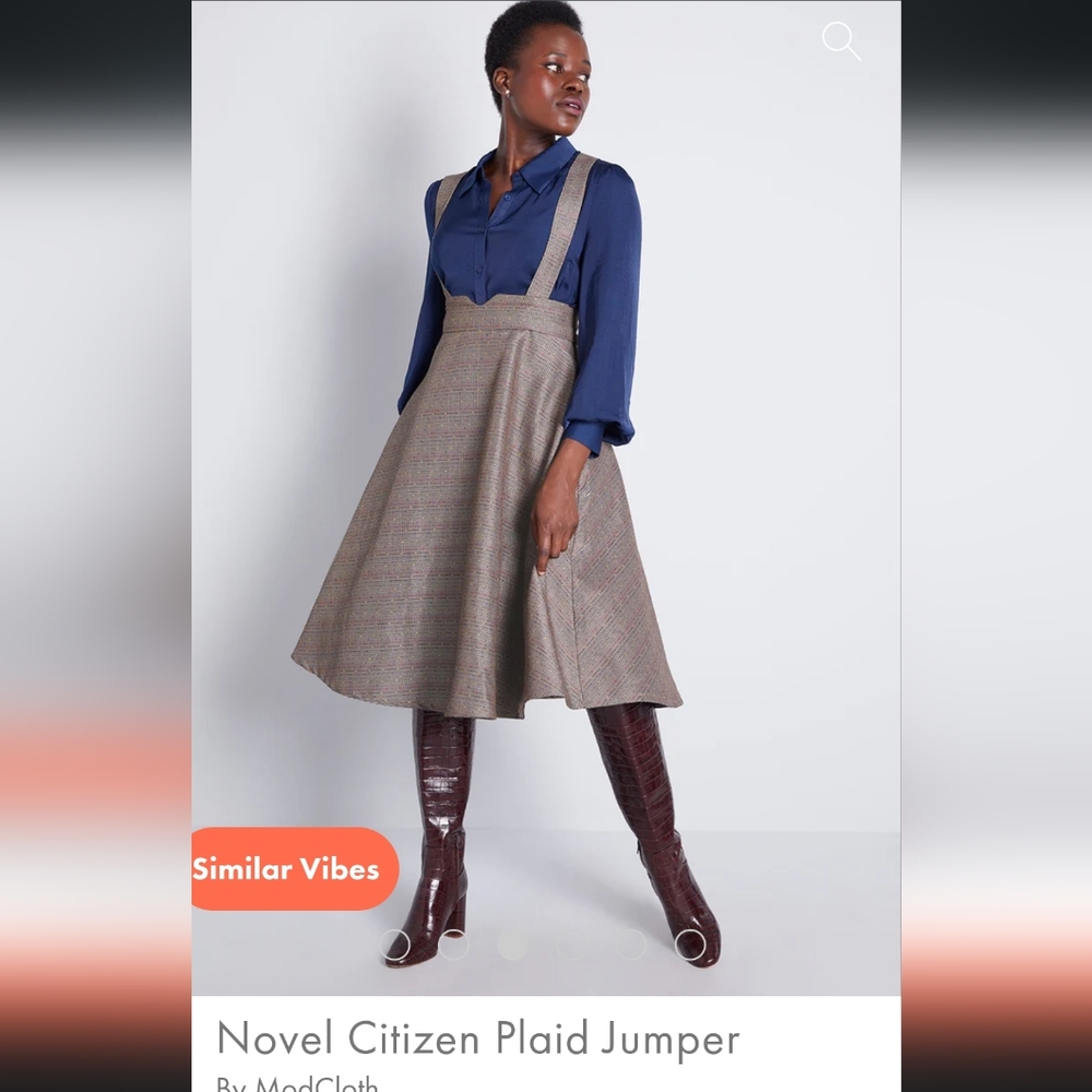 Modcloth Novel Citizen Plaid Jumper/Dress with Suspenders Sz 2